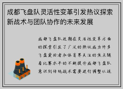 成都飞盘队灵活性变革引发热议探索新战术与团队协作的未来发展